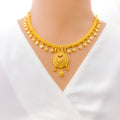 Traditional Reflective Heart 22k Gold Necklace Set 