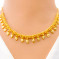 Glistening Hanging Heart 22k Gold Necklace Set 