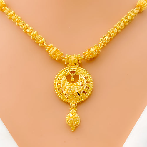 Graceful Crescent 22k Gold Necklace Set 