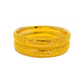 Decorative Fine Beaded 22k Gold Bangle Pair 