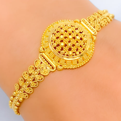 Checkered Domed 22k Gold Bracelet