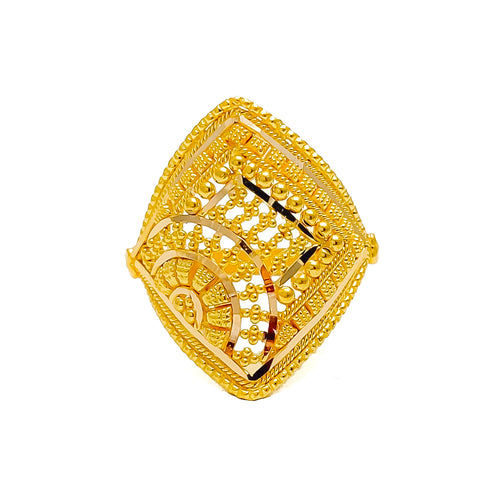 Ornamental Heirloom 22K Gold Square Ring 