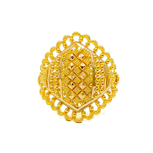 Unique Laced 22K Gold Beaded Ring 