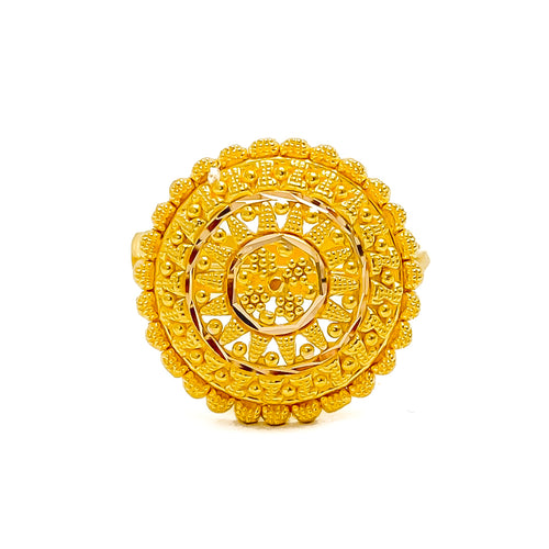 Mesmerizing Mandala Adorned 22k Gold Semi-Statement Ring 