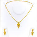 Decorative Dangling Drop 22k Gold Necklace Set