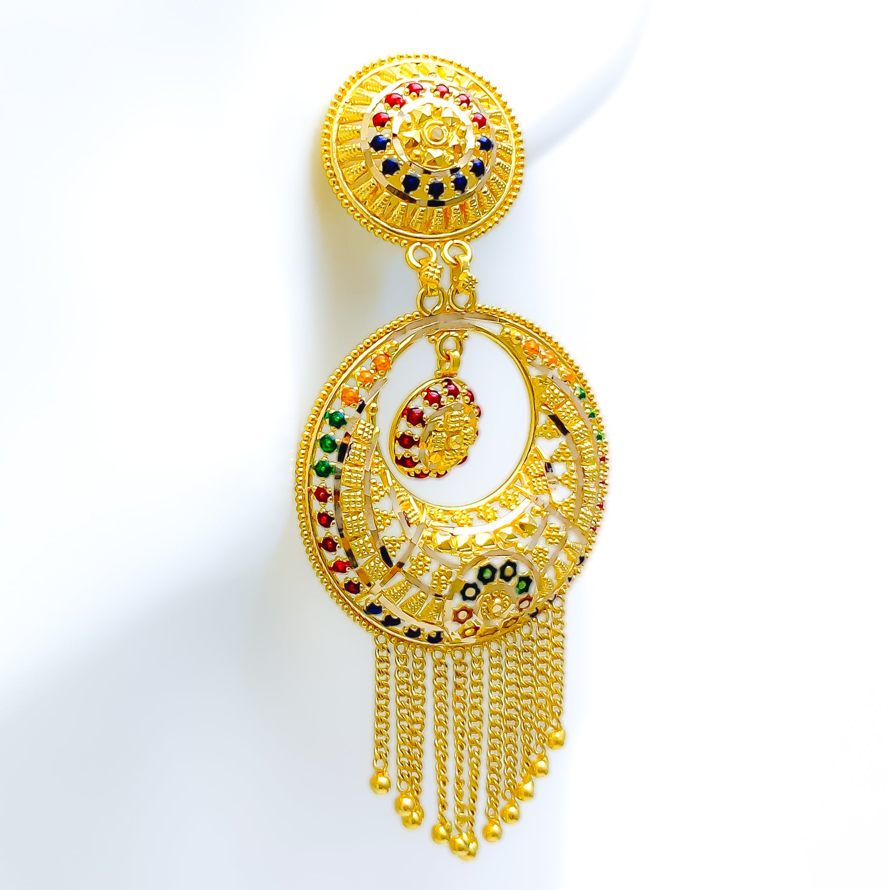 Flower Chaand Bali Kundan Polki American Diamond Cz Gold Earring – ZIVOM