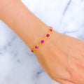 Lovely Linked Ruby Flowers 22k Gold Bracelet 