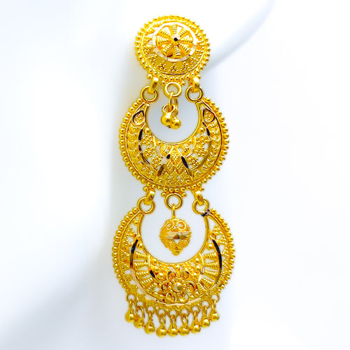 Festive Dual Hanging Chand 22k Gold Earrings 