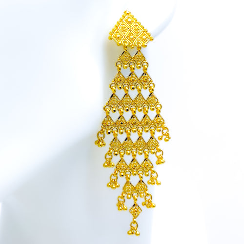 Dangling Diamond-Shaped 22k Gold Earrings 