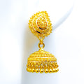 Ornamental Paisley Accented 22k Gold Jhumki Earrings 