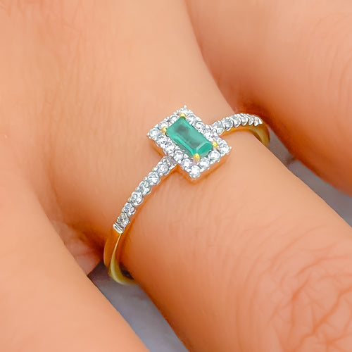Graceful Captivating 18K Gold + Rectangular Diamond Ring 
