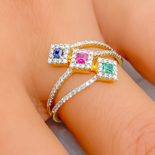 Vibrant Embellished 18K Gold + Diamond Ring 