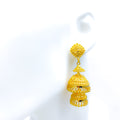 Glam Triple Chandelier 22k Gold Jhumki Earrings