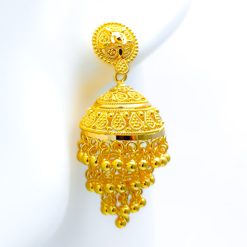 Eclectic Radiant 22k Gold Layered Jhumki Earrings 