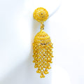 Unique Tapering Netted Chandelier 22k Gold Earrings 