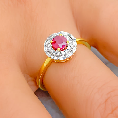 Glimmering Sophisticated 18K Gold + Buttoned Diamond Ring 