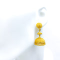 Decorative Striped 22k Gold Signature Jhumki Earrings