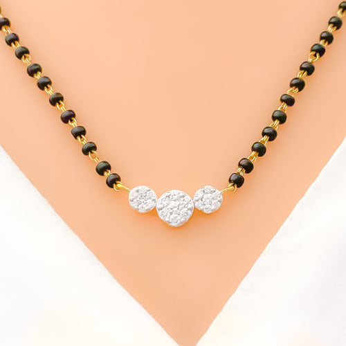 Glistening Three Flower Diamond + 18K Gold Mangal Sutra