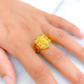 Magnificent 21K Gold Floral Enameled Ring