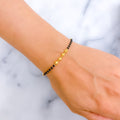 Modest Everyday 22k Gold Black Bead Bracelet 