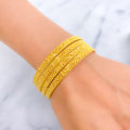 Exclusive Evergreen Beaded Flower 22k Gold Bangles 