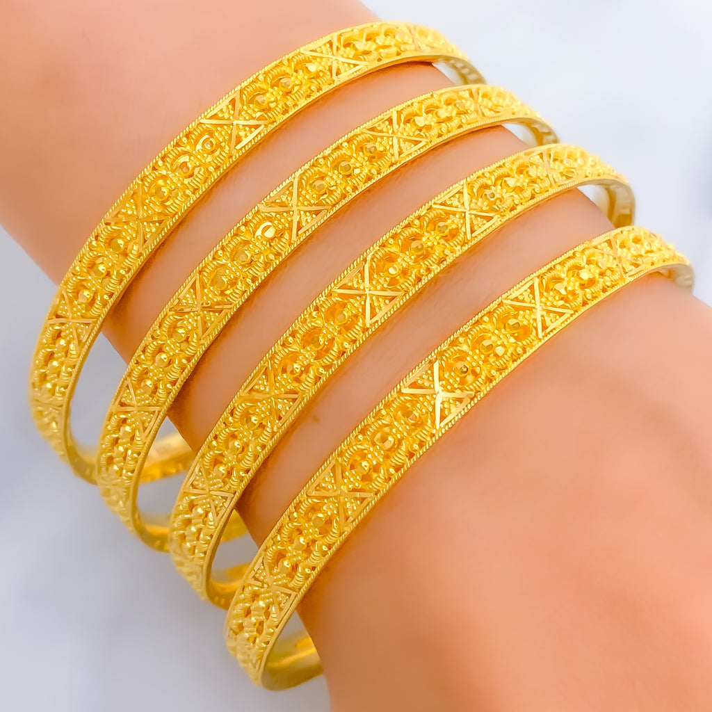 Festive Shiny Beadwork 22k Gold Bangles – Andaaz Jewelers