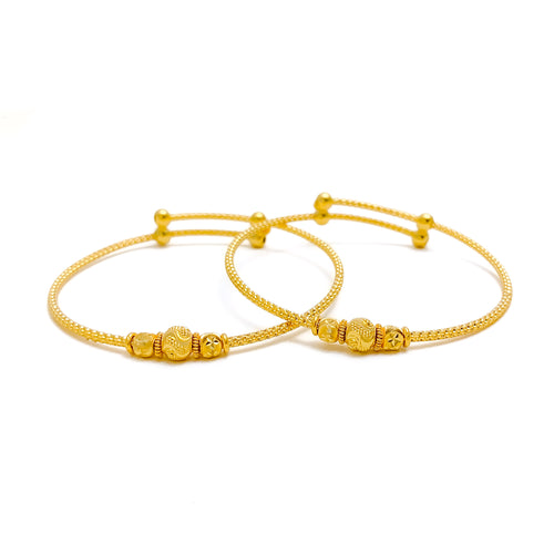 Graceful Delicate 22k Gold Adjustable Baby Bangle Pair 