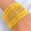 Decadent Checkered 22k Gold Floral Screw Bangle 