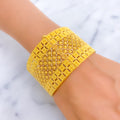 Decadent Checkered 22k Gold Floral Screw Bangle 