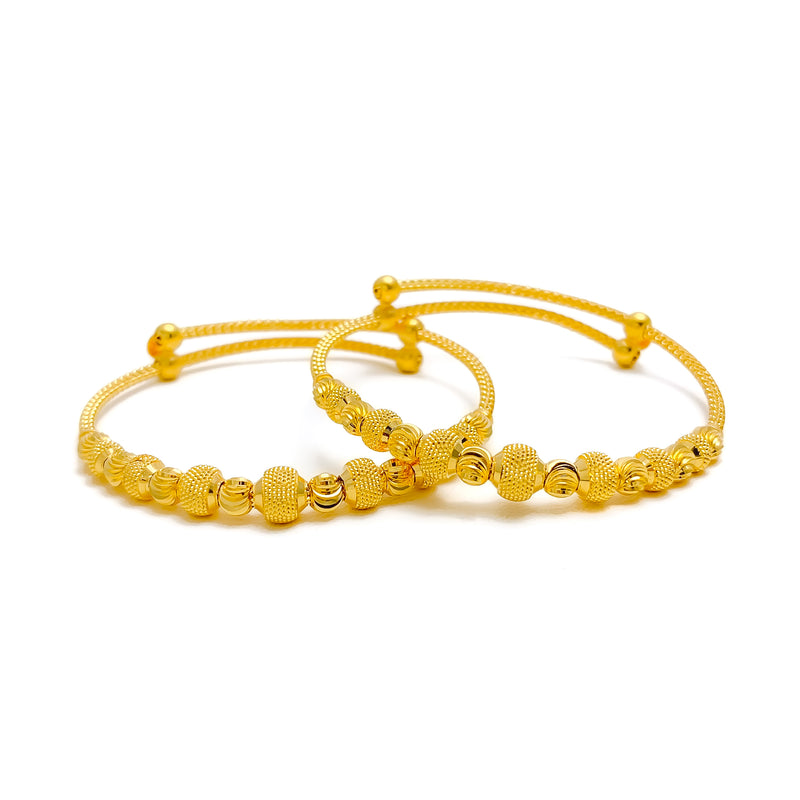 polished-multi-orb-22k-gold-adjustable-baby-bangle-pair