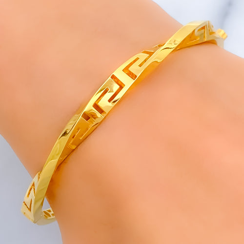 Twisted Glistening 22k Gold Bangle Bracelet 