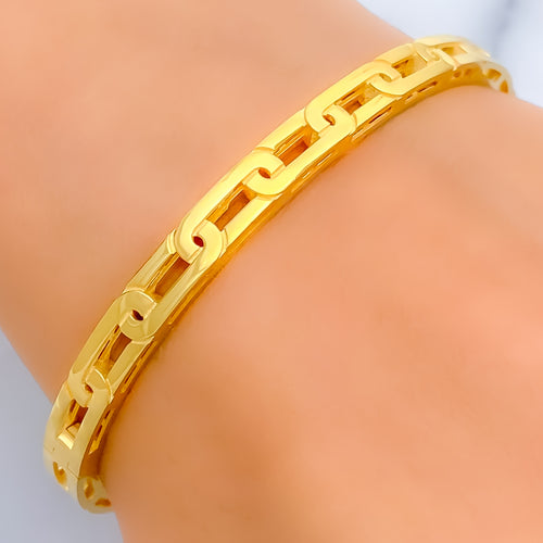 Jazzy Elongated Link 22k Gold Bangle Bracelet 