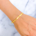 Smooth Finish Sleek 22k Gold CZ Bangle Bracelet 
