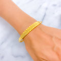 Distinct Checkered Style 22k Gold Bangle Bracelet 