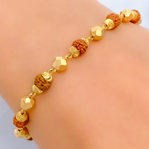 Glistening Faceted 22k Gold Rudraksh Bracelet 