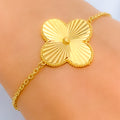 Large Radiant Clover Leaf 21k Gold Bracelet 