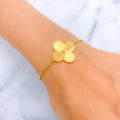 Large Radiant Clover Leaf 21k Gold Bracelet 