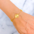 Exquisite Triple Flower 21k Gold Bracelet 