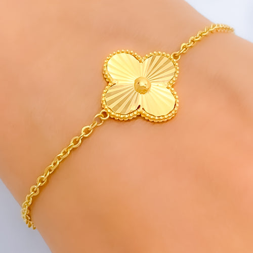 Petite Blooming Flower 21k Gold Bracelet 