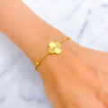 Sparkling Refined 21k Gold Floral Bracelet 