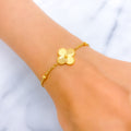 Shiny Sleek 21k Gold Clover Leaf Bracelet 