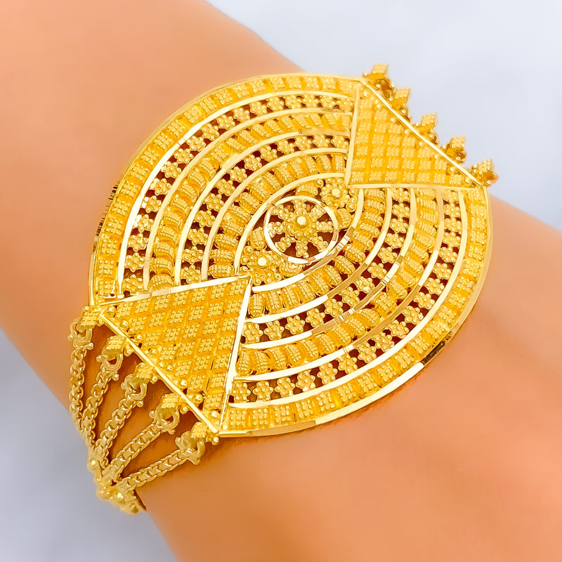 Decorative Five Chain 22k Gold Statement Bracelet