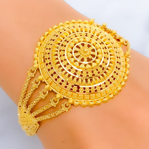 Traditional Mandala 22k Gold Statement Bracelet