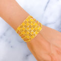 Elegant Checkered Block 22k Gold Statement Bracelet