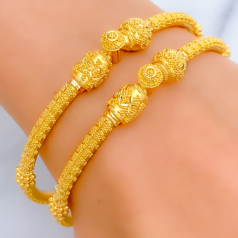 Lavish Beadwork 22k Gold Pipe Bangles