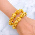 Extravagant Blooming Flower 22k Gold Pipe Bangles