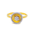 Beautiful Flower Accented 18K Gold + Diamond Ring