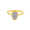 Chic Oval 18K Gold + Pave Setting Diamond Ring