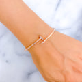 Gleaming 21k Rose Gold CZ Nail Bangle Bracelet 