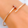 Gleaming 21k Rose Gold CZ Nail Bangle Bracelet 